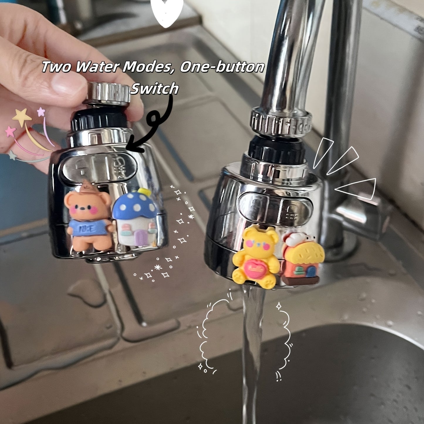 Anti-Splash Faucet Splash Guard with Rotating Spout - Splash-Proof Kitchen Faucet Extender, Sink Connector, Easy Installation for Bathroom or Kitchen Sink, Modern Faucet Attachment Compatible with Standard Pipes, Kitchen Sink