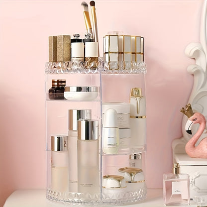 360° Rotating Acrylic Makeup Organizer - Transparent Cosmetic Storage Box for Skincare, Lipstick & More - Perfect for Dorms & Bathroom Vanity