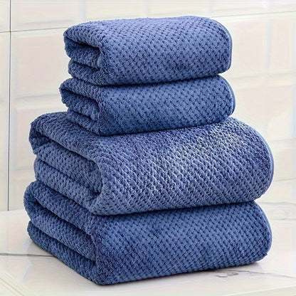 4pcs Luxury Pineapple Mesh Towel Set - Ultra Absorbent, Quick Dry, Super Soft & Skin-Friendly Bathroom Towels - Ideal for Home Use