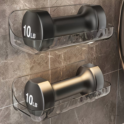 Easy-Install Wall-Mounted Bathroom Organizer - No Drill, Transparent Resin Storage Shelf for Toiletries & Cosmetics