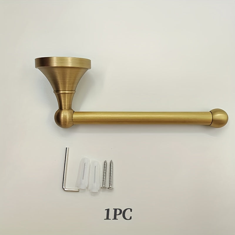 Copper Antique Style Wall-Mounted Toilet Paper Holder, 1pc – Elegant Brushed Finish, Easy Hole Installation Bathroom Hardware Accessory