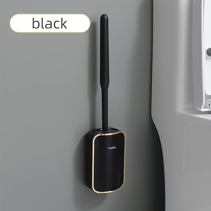 Luxury Wall-Mounted Toilet Brush Set with Long Handle - Silicone, No Dead Corner Cleaning for Bathroom Toilet Brush And Holder Set