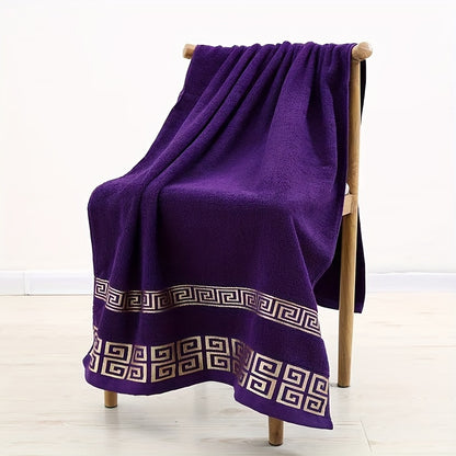 3pcs 100% Cotton Towel Set (1 Bath Towel, 2 Washcloths) GSM410, Exquisite Embroidery, Geometric Pattern, Luxury Style Bath Towel, Very Soft, Very Absorbent, Not Easy to Shed And Not Easy to Fade, Bathroom Essentials, Suitable