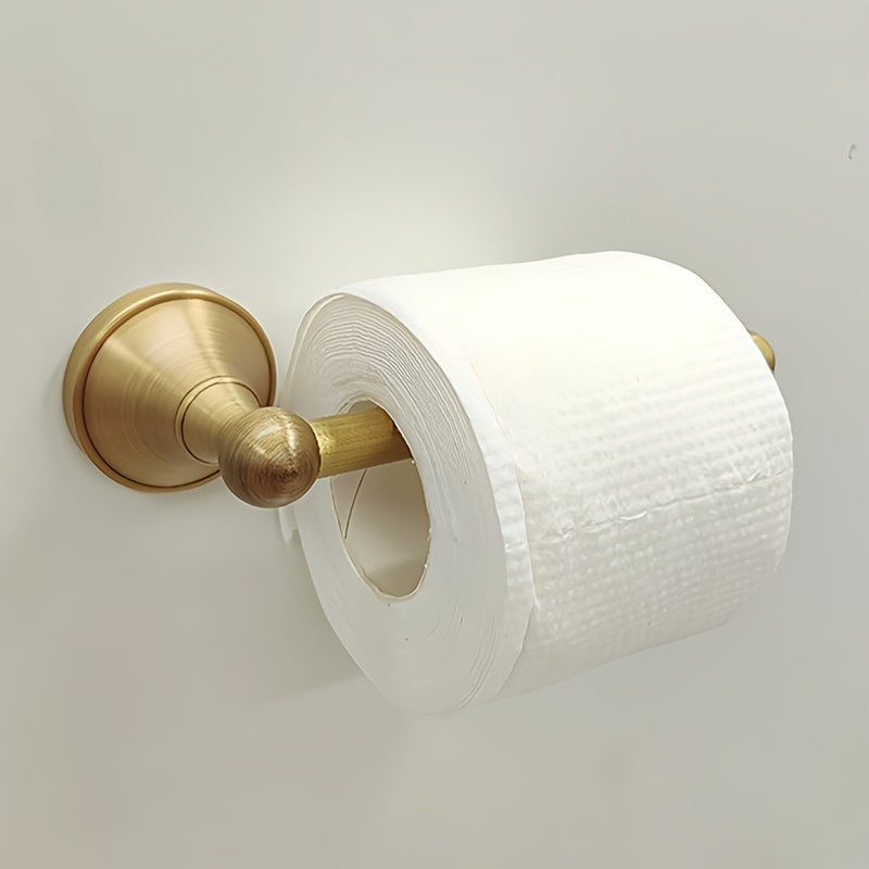 Copper Antique Style Wall-Mounted Toilet Paper Holder, 1pc – Elegant Brushed Finish, Easy Hole Installation Bathroom Hardware Accessory