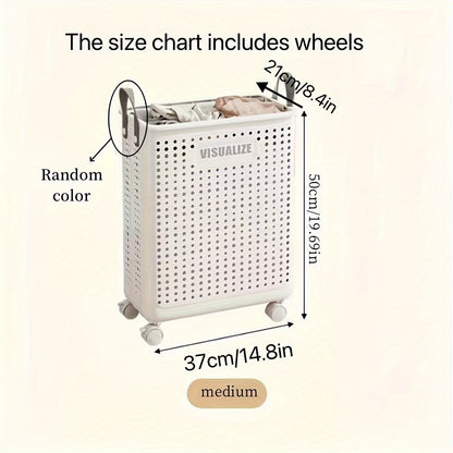 Foldable Laundry Basket with Wheels - Large & Medium Capacity, Durable PP Material, Ventilated Design & Ergonomic Handles, Space-Saving Collapsible Hamper for Bathroom, Bedroom, Laundry Room Storage