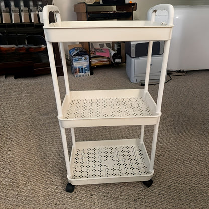 Multi-Layer Storage Organizer Cart - Durable Plastic, Easy to Move, Ideal for Kitchen, Bathroom, Bedroom - White