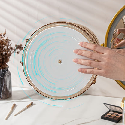 Luxury 3-Tier Rotating Vanity Organizer Rack, Freestanding Plastic Bathroom Shelf for Cosmetics, Perfumes, Skincare - Versatile Storage for Bathroom, Kitchen Countertop