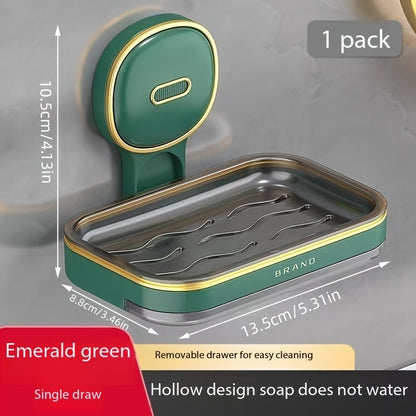 1pc Wall Mounted Soap Holder, Double Layer Drainage Soap Rack, Household Toilet Bathroom Soap Tray, Simple Soap Storage Rack for Home Bathroom, Bathroom Accessories