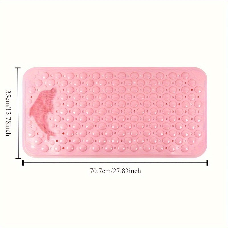 1pc Dolphin Massage Non-Slip PVC Shower Mat with Drainage Holes, Standard Size, Comfortable Suction Cup Floor Mat for Bathroom, Toilet, Hotel - Safety and Comfort Bath Accessory