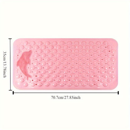 1pc Dolphin Massage Non-Slip PVC Shower Mat with Drainage Holes, Standard Size, Comfortable Suction Cup Floor Mat for Bathroom, Toilet, Hotel - Safety and Comfort Bath Accessory