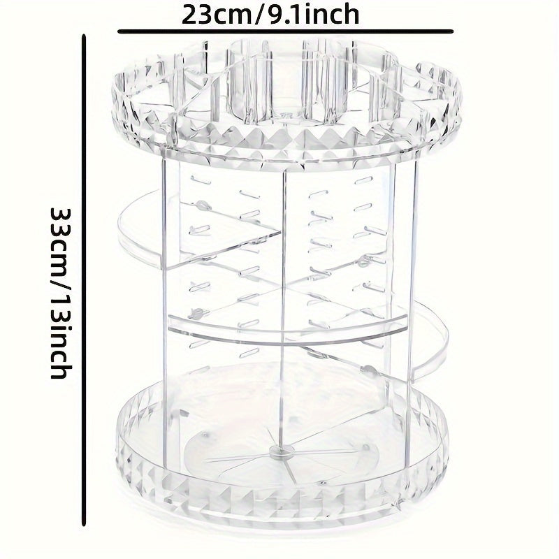 360° Rotating Acrylic Makeup Organizer - Transparent Cosmetic Storage Box for Skincare, Lipstick & More - Perfect for Dorms & Bathroom Vanity