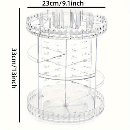 360° Rotating Acrylic Makeup Organizer - Transparent Cosmetic Storage Box for Skincare, Lipstick & More - Perfect for Dorms & Bathroom Vanity