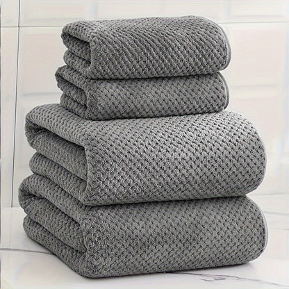 4pcs Luxury Pineapple Mesh Towel Set - Ultra Absorbent, Quick Dry, Super Soft & Skin-Friendly Bathroom Towels - Ideal for Home Use