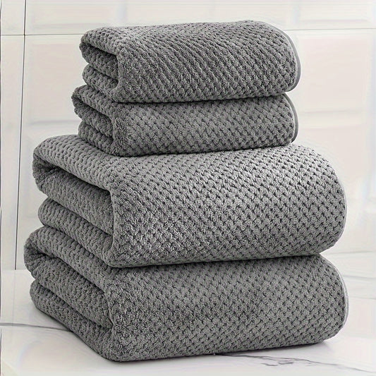 4pcs Luxury Pineapple Mesh Towel Set - Ultra Absorbent, Quick Dry, Super Soft & Skin-Friendly Bathroom Towels - Ideal for Home Use