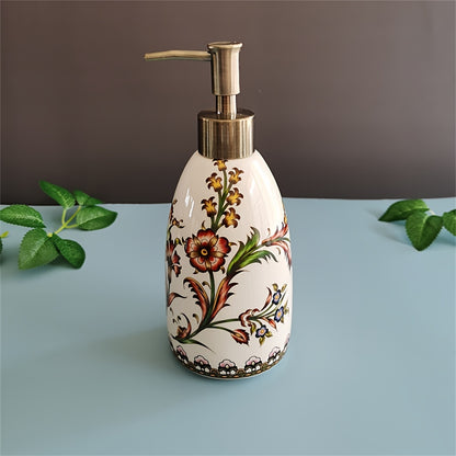 1pc Elegant Ceramic Soap Dispenser with Decorative Designs - Refillable Countertop Lotion & Dish Soap Pump, PVC-Free, Ideal for Kitchen and Bathroom Decor, Christmas/Halloween Gift Decoration