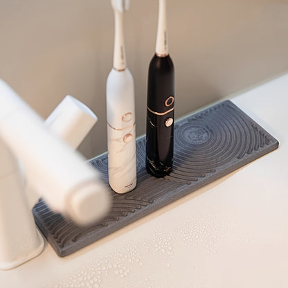 Fast-Dry Diatomaceous Earth Vanity Tray - Absorbent, Non-Slip Countertop Organizer for Bathroom & Kitchen Sink, Multi-Purpose Storage with Unique Stripe Design