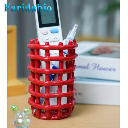 1Pc Hand Woven Ceramic Toothbrush Holder - Freestanding Toothpaste Storage Container for Bathroom Accessories, Non-Electric Organizer