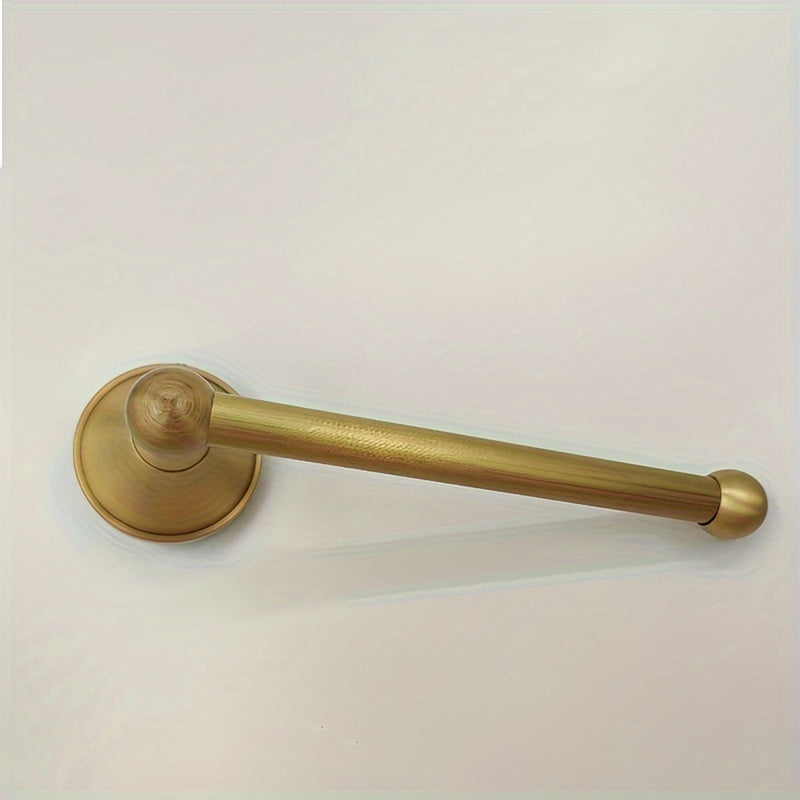 Copper Antique Style Wall-Mounted Toilet Paper Holder, 1pc – Elegant Brushed Finish, Easy Hole Installation Bathroom Hardware Accessory