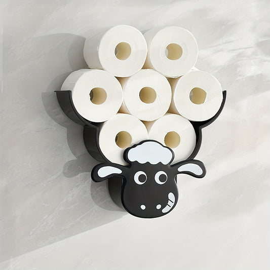 1Pc Animal-Shaped Wall-Mounted Plastic Tissue Holder, Multifunctional Toilet Paper Roll Storage Rack for Bathroom And Living Room Halloween, Christmas Decorations