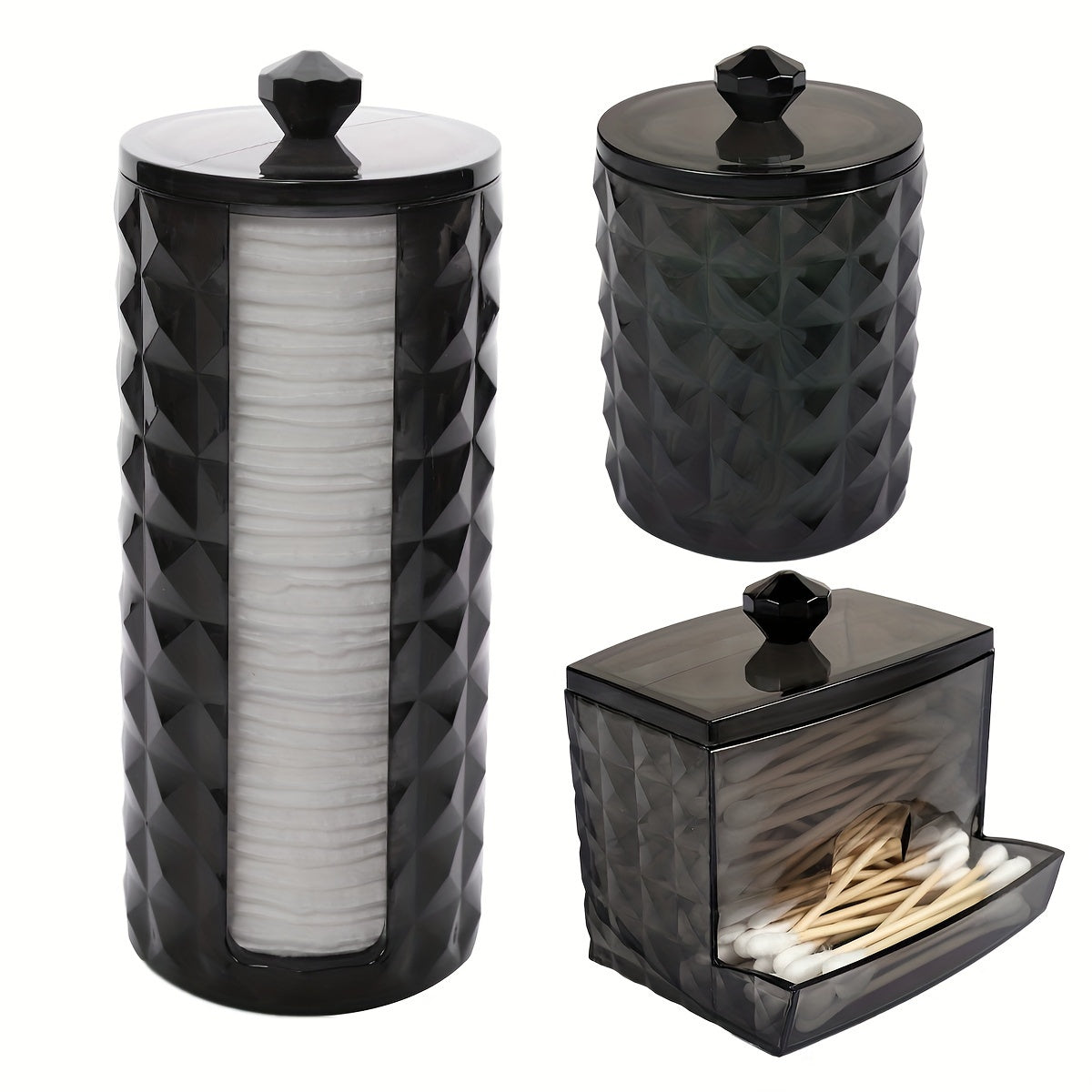 3 Swab Racks, Bathroom Dispenser, Ball Storage Box, Swabs, Round Pads And Floss Picks, Clear Storage Jar with Lid, Home Organization And Storage Supplies, Storage Bins for Home Organization, Baskets, Bins & Containers for Hom