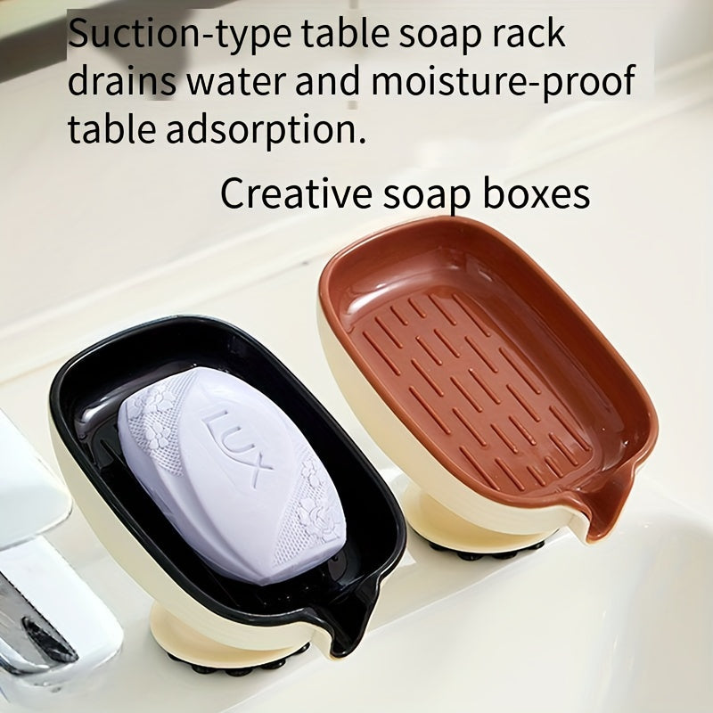 Elegant Oval Soap Dish - Durable Plastic, Self-Draining Design for Bathroom Use