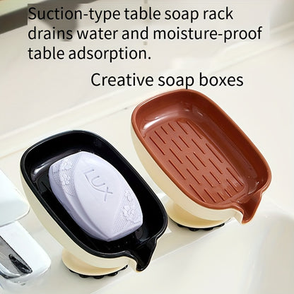 Elegant Oval Soap Dish - Durable Plastic, Self-Draining Design for Bathroom Use