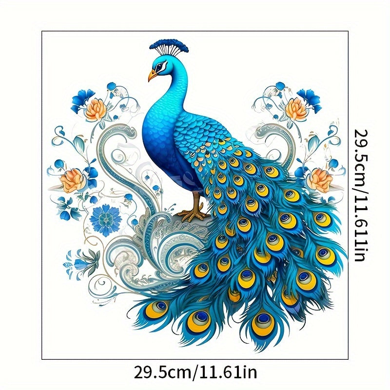 Peacock Toilet Lid Decal - 1pc Self-adhesive Animal Print Bathroom Decoration, Semi-glossy Finish, Plastic Surface Compatible, Single Use Peel and Stick Tank Cover Embellishment