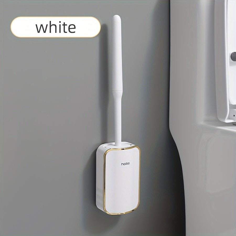 Luxury Wall-Mounted Toilet Brush Set with Long Handle - Silicone, No Dead Corner Cleaning for Bathroom Toilet Brush And Holder Set