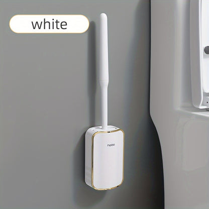 Luxury Wall-Mounted Toilet Brush Set with Long Handle - Silicone, No Dead Corner Cleaning for Bathroom Toilet Brush And Holder Set