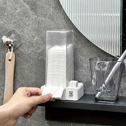 RYELEA 5X6Cm Makeup Remover Pad Organizer Press-To-Dispense Pad Storage Box Dispenser– Waterproof Bathroom Organizer for Vanity And Countertop