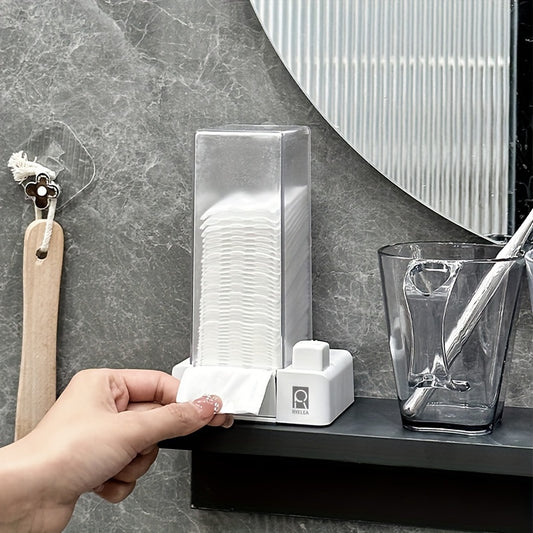 RYELEA 5X6Cm Makeup Remover Pad Organizer Press-To-Dispense Pad Storage Box Dispenser– Waterproof Bathroom Organizer for Vanity And Countertop