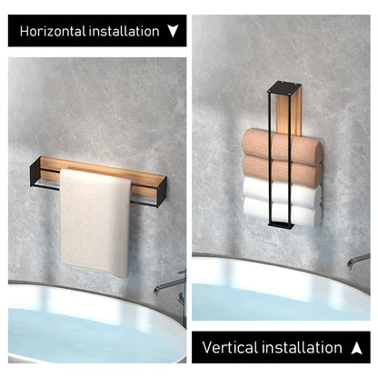 Rustic Wooden Panel Bathroom Towel Rack, Wall-Mounted Towel Holder for Rolled Towels, No Drilling Required, for Bath Towels, Hand Towels, Beach Towels, Bathroom Accessories, Autumn, Christmas Decor, Home Kitchen Supplies