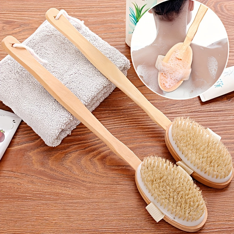 Soft Bath Back Massage Brushes Long Wooden Handle Bristle Brush Wet Dry Skin Body Exfoliating Scrubbers Bathroom Shower Tools