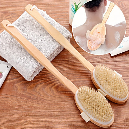 Soft Bath Back Massage Brushes Long Wooden Handle Bristle Brush Wet Dry Skin Body Exfoliating Scrubbers Bathroom Shower Tools