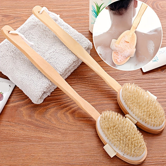 Soft Bath Back Massage Brushes Long Wooden Handle Bristle Brush Wet Dry Skin Body Exfoliating Scrubbers Bathroom Shower Tools