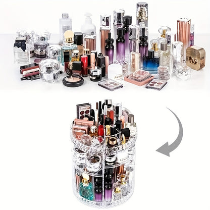 360° Rotating Acrylic Makeup Organizer - Transparent Cosmetic Storage Box for Skincare, Lipstick & More - Perfect for Dorms & Bathroom Vanity