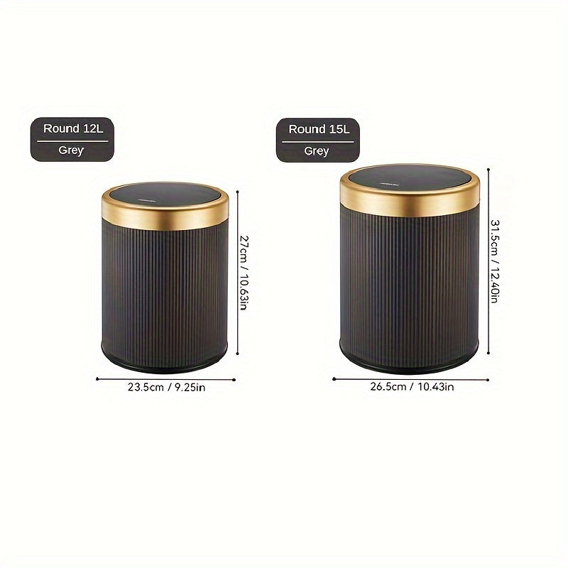 1pc Press-Type Luxury Kitchen Trash Can with Odor-Sealing Lid, Cylindrical Plastic Bin for Home, Living Room, Bathroom - Double-Layer Waste Basket, Large Capacity Garbage Can