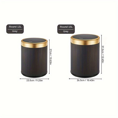 1pc Press-Type Luxury Kitchen Trash Can with Odor-Sealing Lid, Cylindrical Plastic Bin for Home, Living Room, Bathroom - Double-Layer Waste Basket, Large Capacity Garbage Can