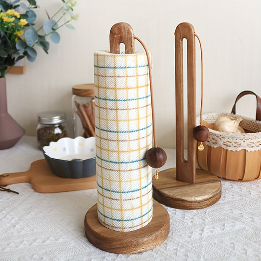 1pc Paper Towel Holder, New Solid Wood Vertical Paper Towel Holder, Countertop Household Paper Storage Rack, Used in Kitchen and Bathroom, Home Decor