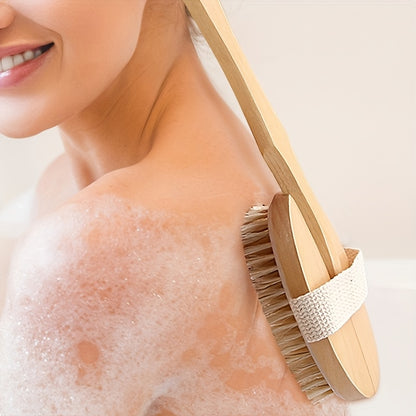 Soft Bath Back Massage Brushes Long Wooden Handle Bristle Brush Wet Dry Skin Body Exfoliating Scrubbers Bathroom Shower Tools