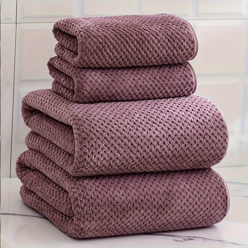 4pcs Luxury Pineapple Mesh Towel Set - Ultra Absorbent, Quick Dry, Super Soft & Skin-Friendly Bathroom Towels - Ideal for Home Use