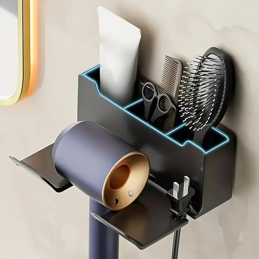 1pc wall mounted hair dryer stand, bathroom organizer stand, hands-free hair dryer stand, suitable for small to large dryers, space saving storage accessories