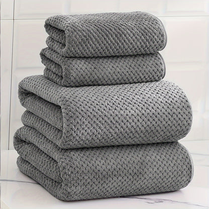 4pcs Luxury Pineapple Mesh Towel Set - Ultra Absorbent, Quick Dry, Super Soft & Skin-Friendly Bathroom Towels - Ideal for Home Use