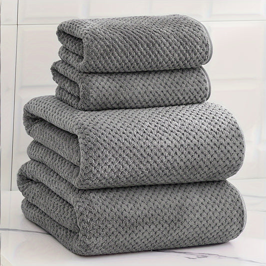 4pcs Luxury Pineapple Mesh Towel Set - Ultra Absorbent, Quick Dry, Super Soft & Skin-Friendly Bathroom Towels - Ideal for Home Use