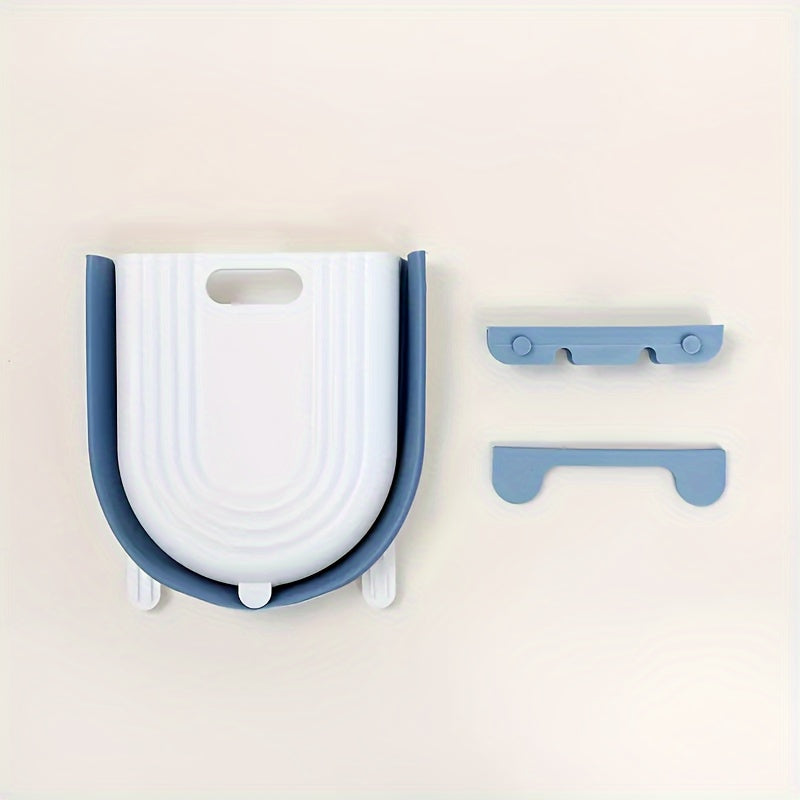 Space-Saving Foldable Trash Can with Cabinet Hook - Modern Minimalist Design, Portable for Kitchen & Bathroom, Durable Plastic Storage Solution, Countertop, Cleaning Accessories