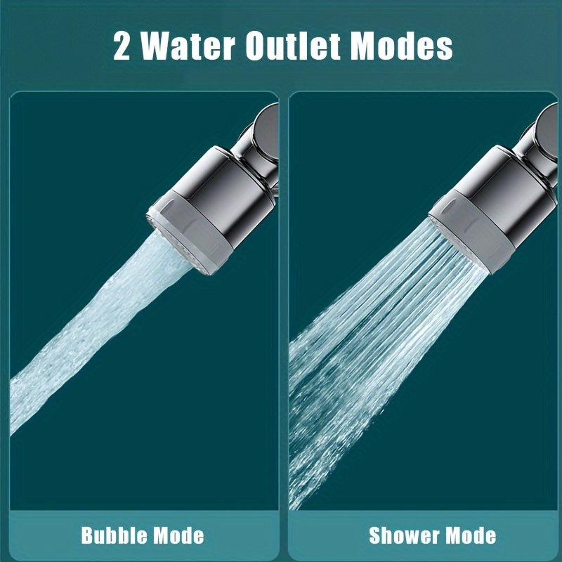 1pc Adjustable Faucet Aerator with 2 Spray Modes - Easy Install Rotating Multi-Function Extension for Kitchen & Bathroom Sinks, Chrome Finish, Plastic Material, No Power Required, Adjustable Water Flow | Rotating Faucet Exten