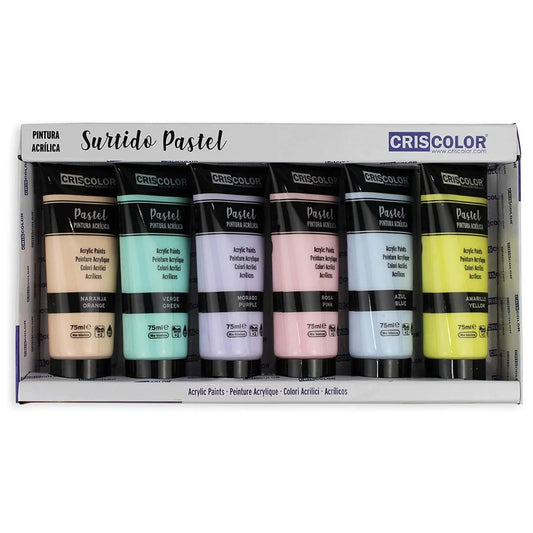 KROWN-peinture acrylique 75 ml. Bricolage Pro Set 6 couleurs Pigments de base riche ensemble de peinture acrylique Non toxique pour les entretoises débutants enfants artisanat toile bois céramique tissu