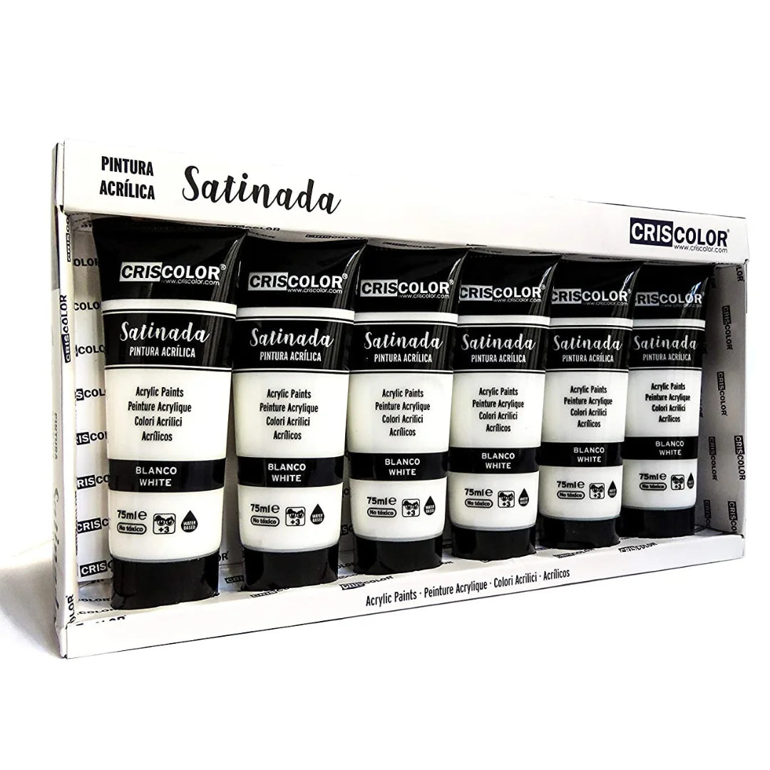 KROWN-peinture acrylique 75 ml. Bricolage Pro Set 6 couleurs Pigments de base riche ensemble de peinture acrylique Non toxique pour les entretoises débutants enfants artisanat toile bois céramique tissu