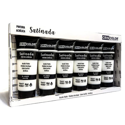 KROWN-peinture acrylique 75 ml. Bricolage Pro Set 6 couleurs Pigments de base riche ensemble de peinture acrylique Non toxique pour les entretoises débutants enfants artisanat toile bois céramique tissu