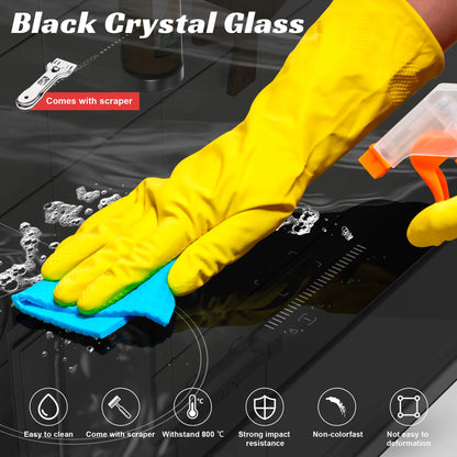 Karinear Plaque Induction 4 Feux Encastrable avec Prise, 3500W, Plaque de Cuisson Electrique avec Marbrure, Flexizone, Commande Tactile, Minuterie, 220-240V